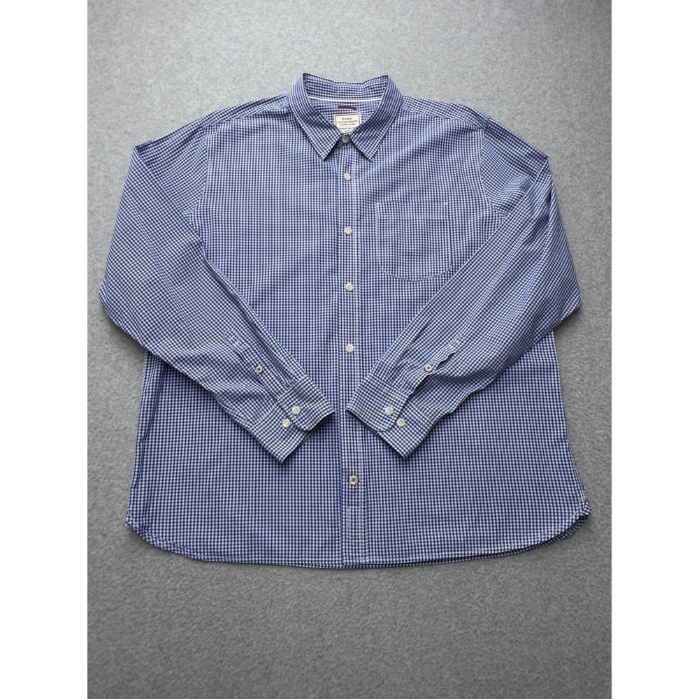 Fat Face Shirt Mens 2XL Blue Check Long Sleeve Button Front Cotton Casual Pocket